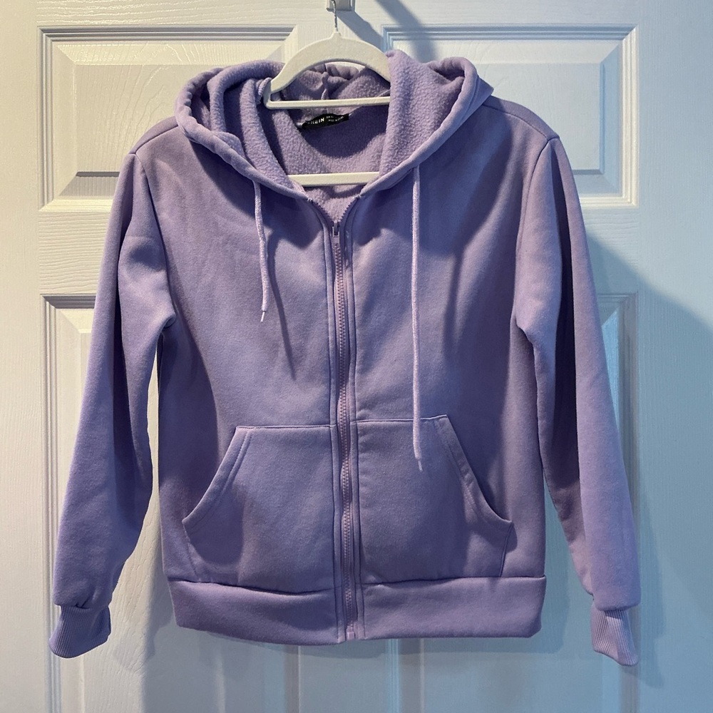 Like new purple zip up sweatshirt with pockets  - xs